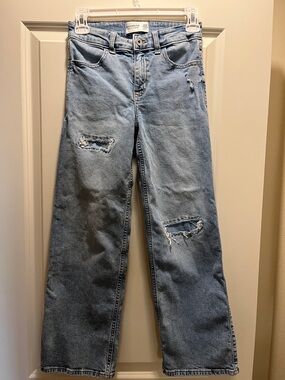 Abercrombie High Rise Wide Leg Distressed Jean